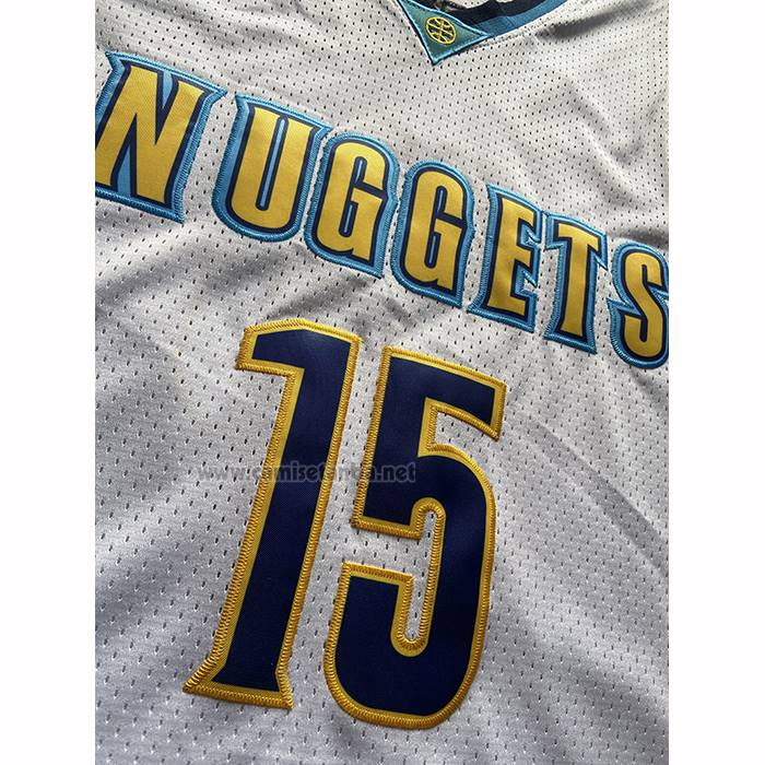 Camiseta Denver Nuggets Nikola Jokic NO 15 Mitchell & Ness 2016-17 Blanco